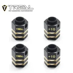 Treal Brass Extended Wheel Hubs Hex Pins Blackening 4pcs-Set for TRX-4 RC Car +10mm Black