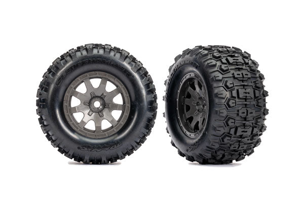 Traxxas TRX10770-GRAY - Tires & wheels, assembled rear (2)