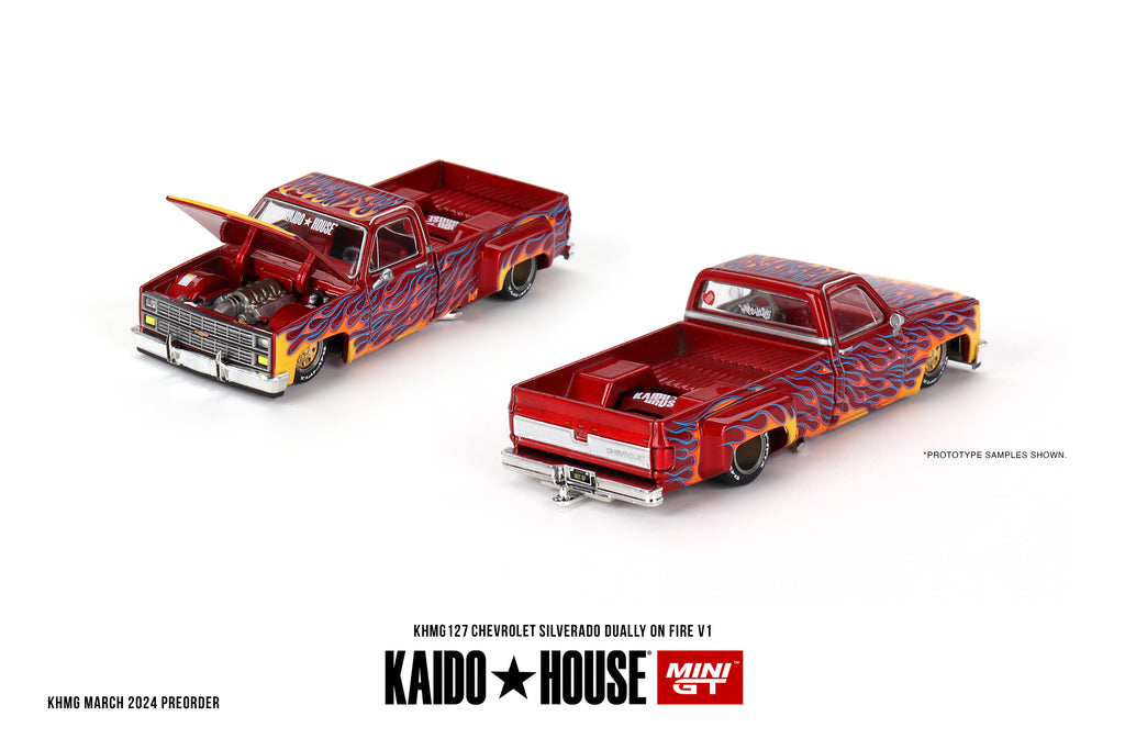 KAIDO HOUSE X MINI GT 127 - Chevrolet Silverado Dually on Fire V1