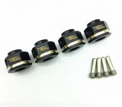 Treal Brass Extended Wheel Hubs Hex Pins Blackening 4pcs-Set for TRX-4 RC Car +3mm Black