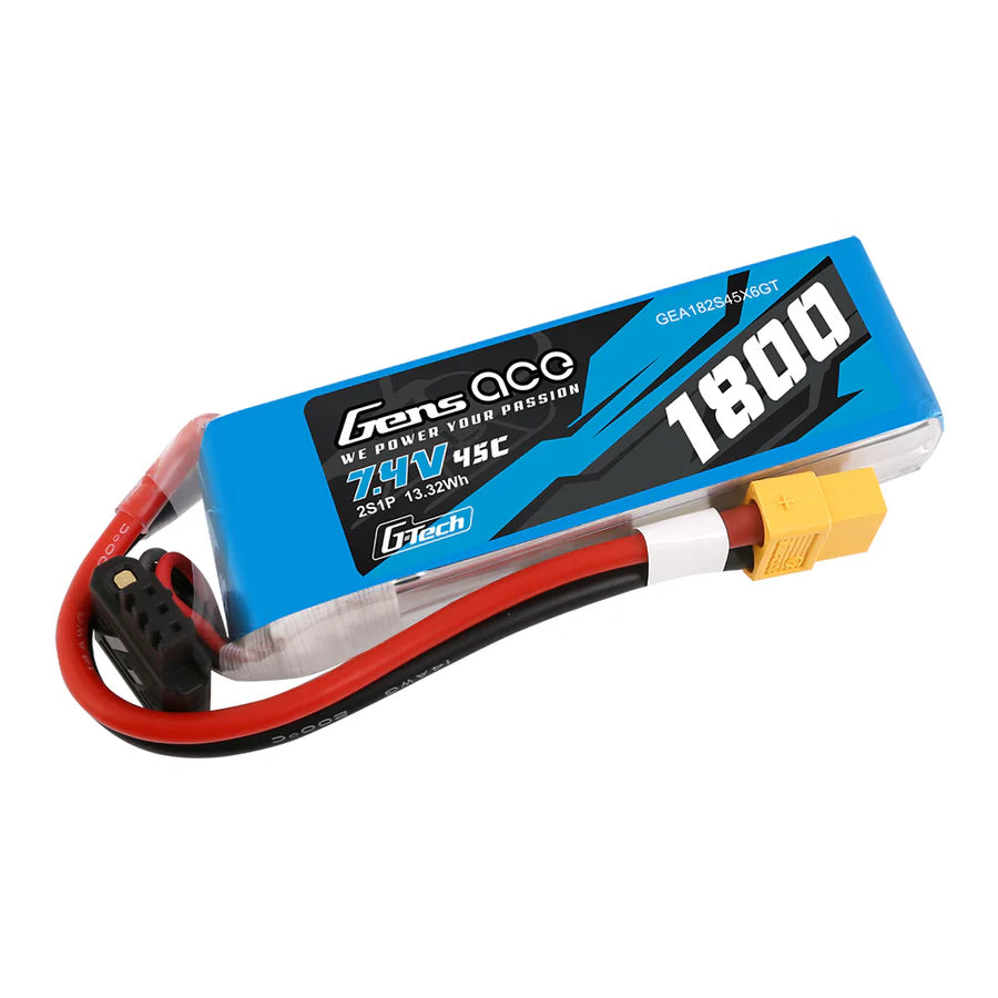 Gens Ace - 2s 7.4V 1800mah 45C Semi Soft Case Lipo - XT60