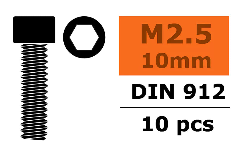 Hex Socket Head Screw - M2,5X10 - Steel - 10 pcs