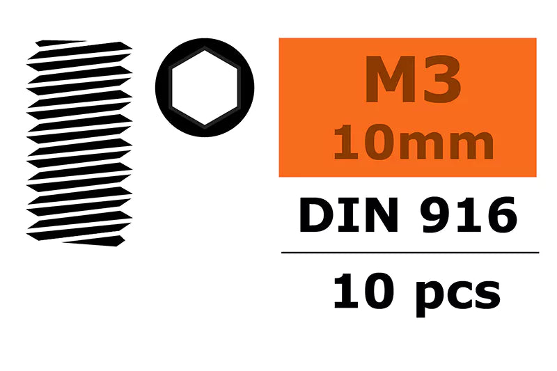 Hex Set Screw - M3X10 - Steel - 10 pcs