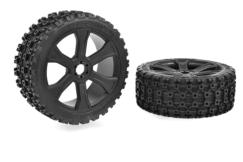 Corally C-00180-856 -Rebel XMS / ASUGA XLR Off-Road Tires / Low Profile / Black - 1 pair