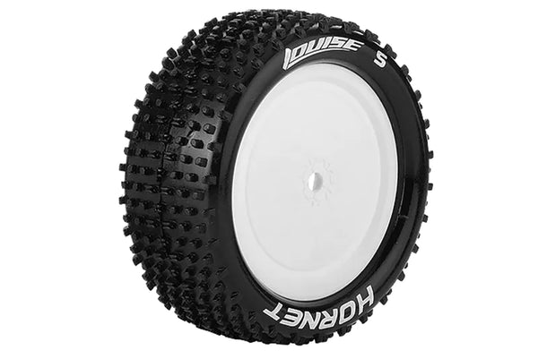 Louise  E-HORNET - 1-10 Buggy Tire Set - Soft - White Wheels - Hex 12mm - 4WD - Rear - L-T3172SWKR