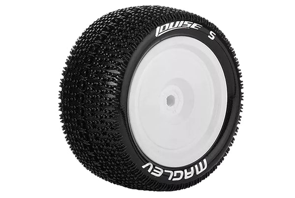 Louise E-HORNET LR-T3176SWKR- 1-10 Buggy Tire Set - Soft - White Wheels - Hex 12mm - 4WD - Rear