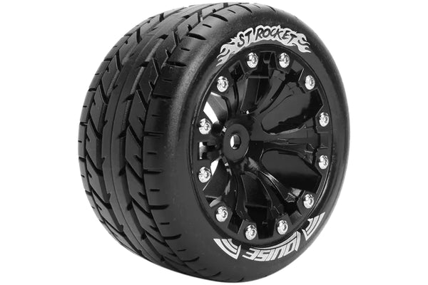 Louise ST-ROCKET - 1-10 Stadium Truck Tire Set - Black 2.8 Wheels - Hex 14mm - L-T3208SBM