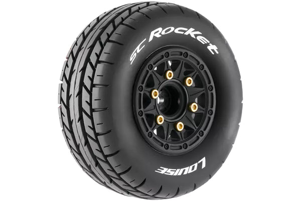 Louise SC-ROCKET - Short Course Truck banden met zwarte velg. Offset 0 & 1/2, Hex 12 / 14 / 17mm