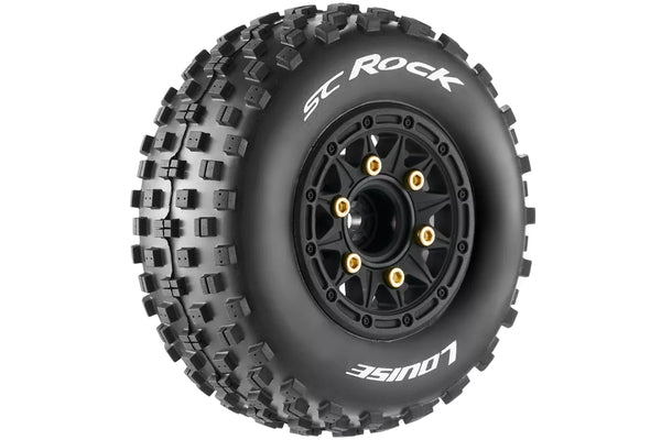 Louise SC-ROCK - Short Course Truck banden met zwarte velg. Offset 0 & 1/2, Hex 12 / 14 / 17mm