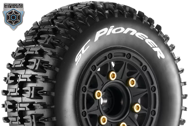 Louise RC L-T3148SB - SC-PIONEER 1/10 Short Course Tire - Soft Black  - Removable Hex Rim (12, 14, 17mm)