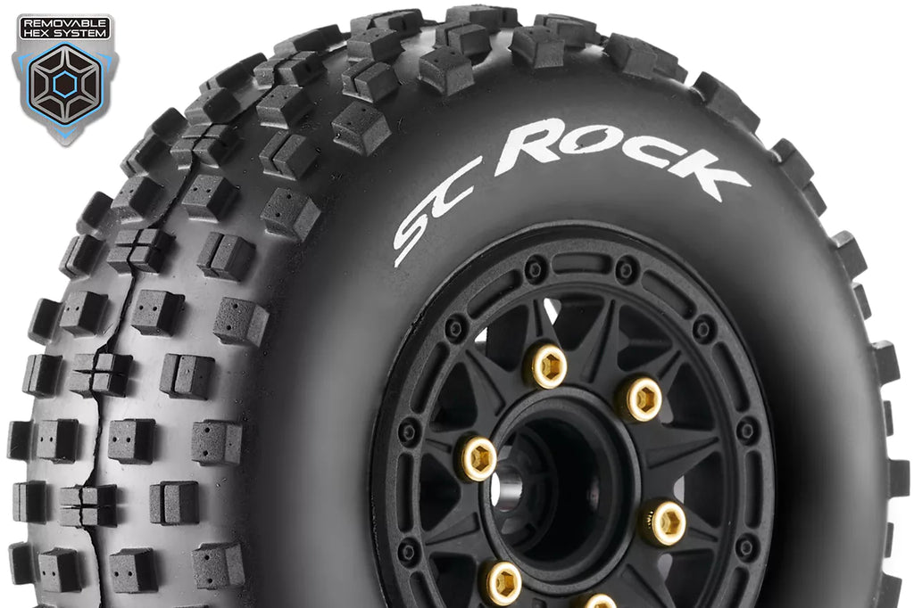 Louise RC L-T3229SB - SC-ROCK 1/10 Short Course Tire - Soft Black  - Removable Hex Rim (12, 14, 17mm)