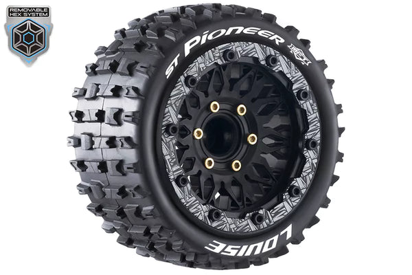 Louise MFT ST-PIONEER - 1/10 Stadium Truck banden met zwarte velg. Offset 0 & 1/2, Hex 12 / 14 / 17mm