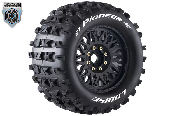 Louise MFT ST-PIONEER - 1/8 Stadium Truck banden met zwarte velg. Offset 0 & 1/2, Hex 17mm