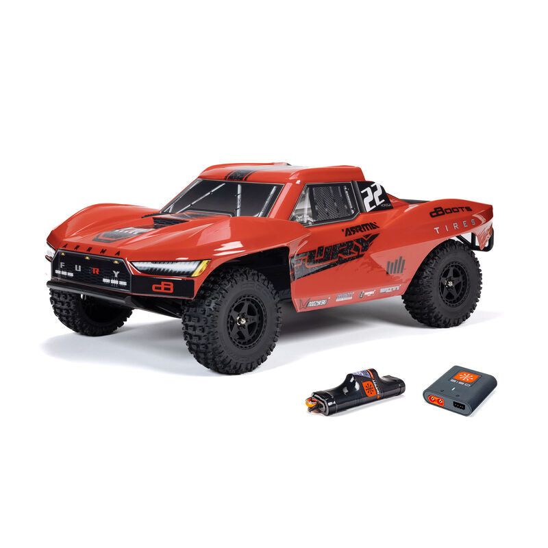 Arrma Fury 2WD Short Course Truck RTR - Rood (Incl. Accu & Lader)