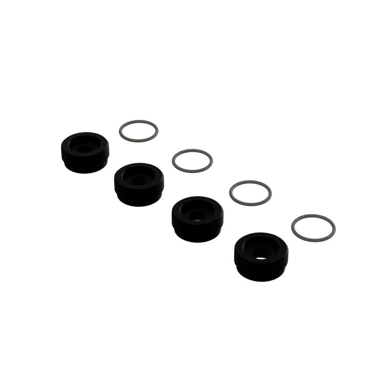 ARRMA ARA330775 - Front Hub Nut Includes O-Rings, Aluminum, Black (4)