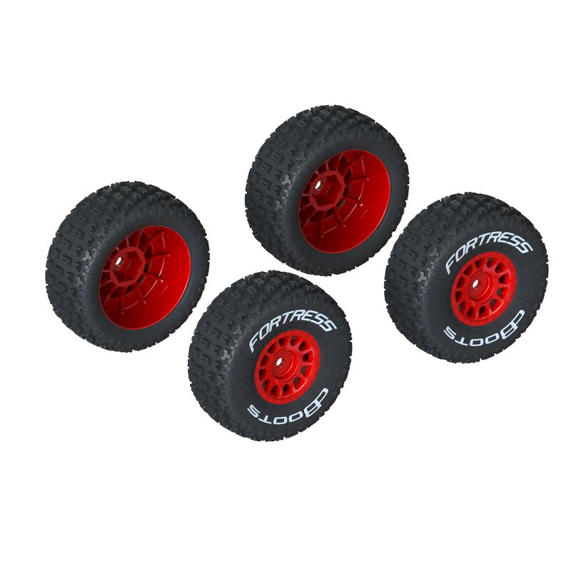 ARRMA ARA550116 - dBoots 'FORTRESS' Tire Set Glued, Red (2 Pairs)