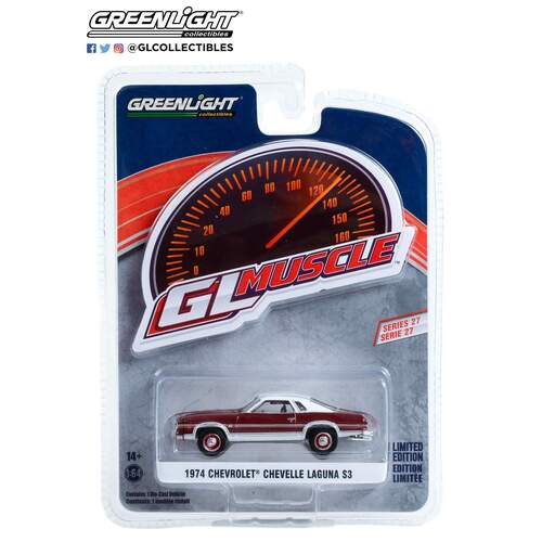 Greenlight Muscle Series 27- 1974 Chevrolet Chevelle Laguna S3, medium red metallic