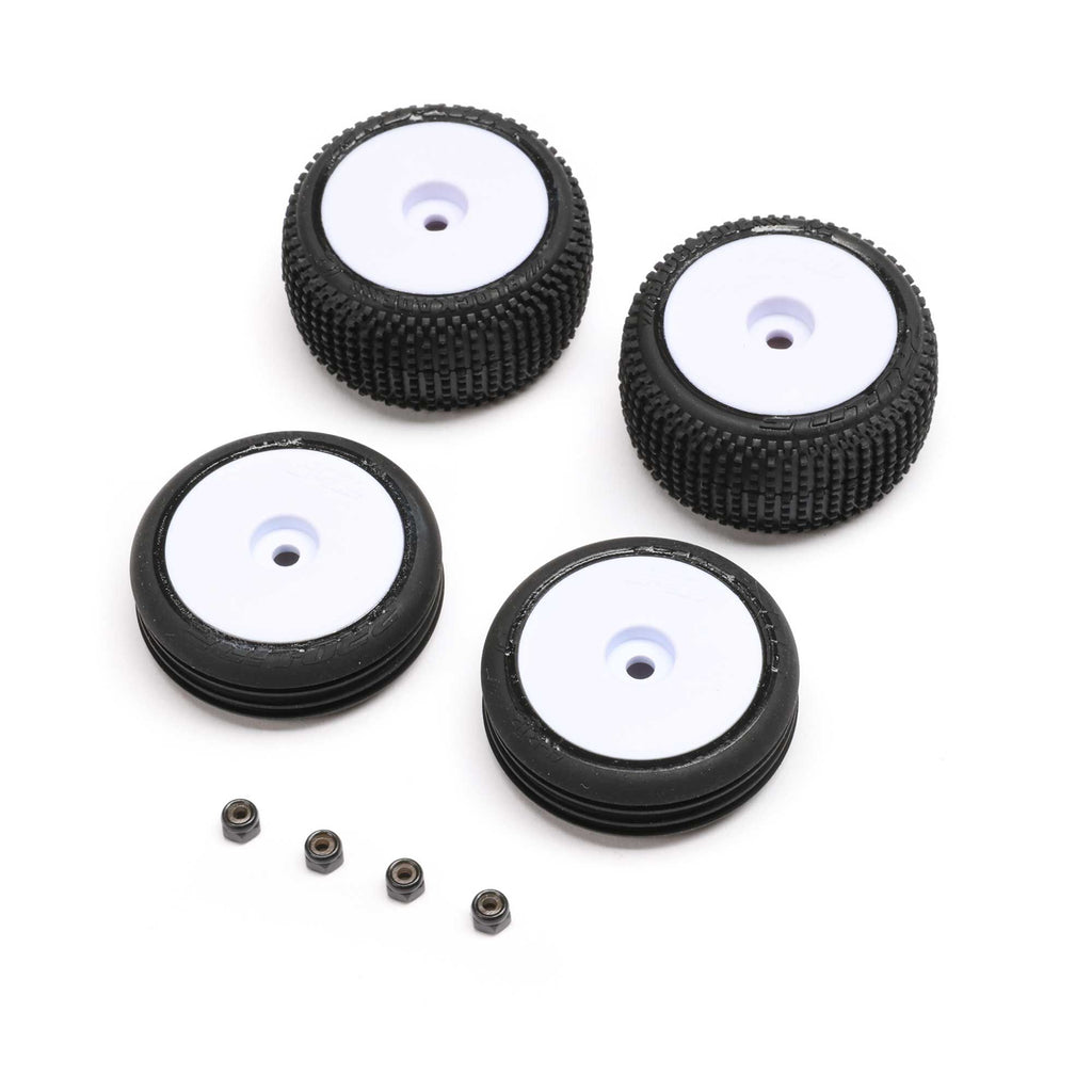 LOSI LOS-1763 - Tires & Wheels Mounted, White: Micro-B