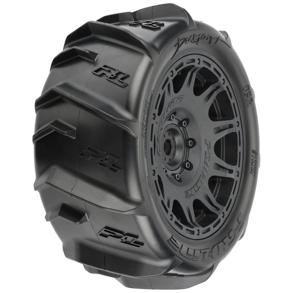 Proline PL1020211 - 1/6 Dumont Sand/Snow F/R 5.7” Tires MTD 24mm Black Raid 8x48 Hex (2)