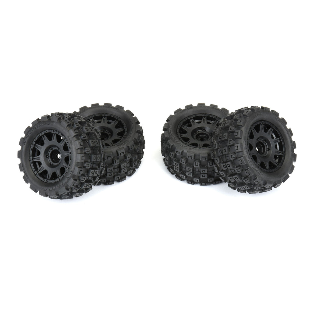 Proline PRO1024110 - 1/18 Badlands MX 1.85" F/R MTD 12mm Black: Granite & Typhon GROM (4pcs)