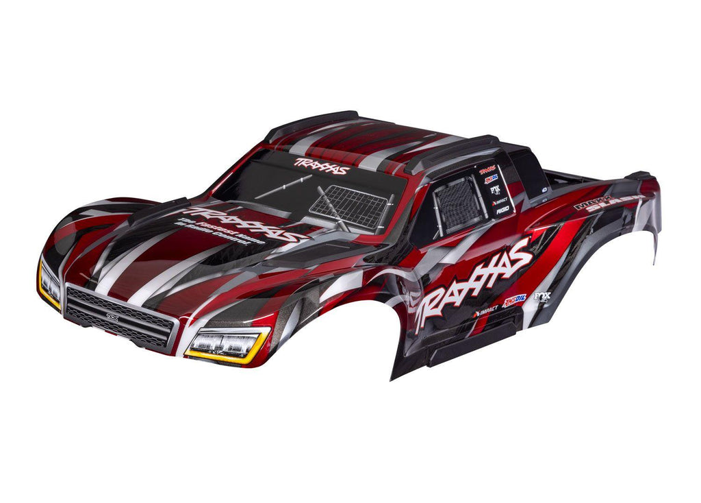 Traxxas TRX10211-RED - Body, Maxx Slash, red (painted)/ decal sheet (assembled with body support, body plastics, & latches for clipless mounting)