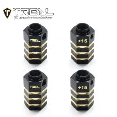 Treal Brass Extended Wheel Hubs Hex Pins Blackening 4pcs-Set for TRX-4 RC Car +15mm